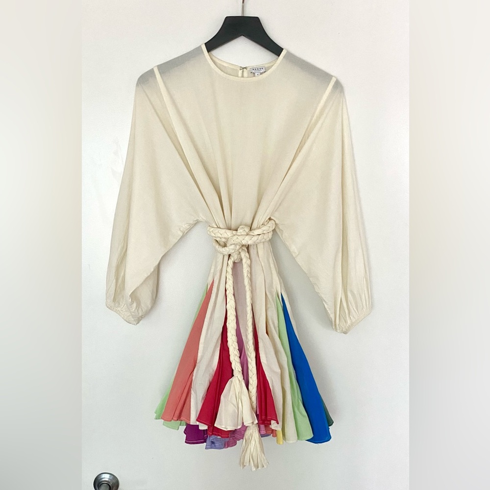 RHODE Cream Top with Multicolor Rainbow Pleated Skirt - Picture 2 of 4